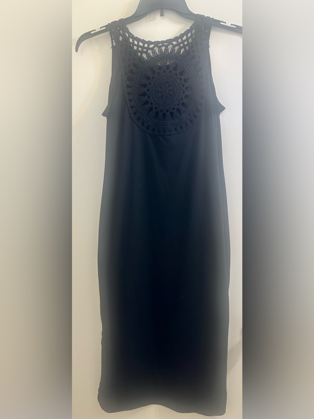 SHEIN Black Maxi Dress with Crochet Yoke